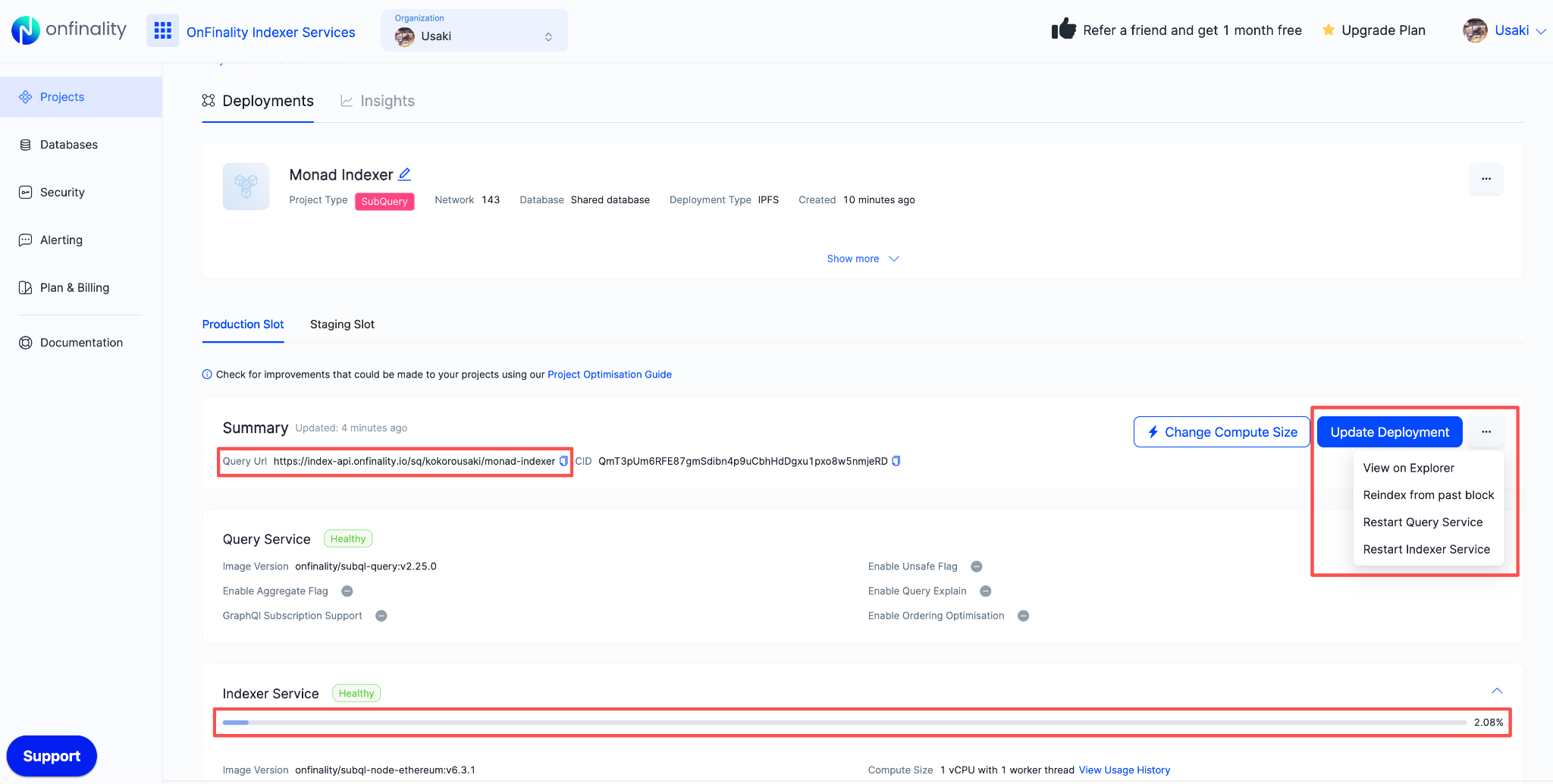 OnFinality Indexer Services - Connect to Monad Project