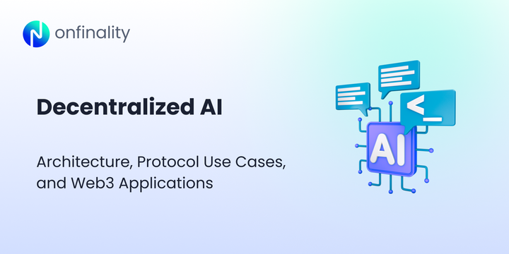 Hero image illustrating decentralized AI architecture for Web3, showing AI agents, protocols, and infrastructure layers